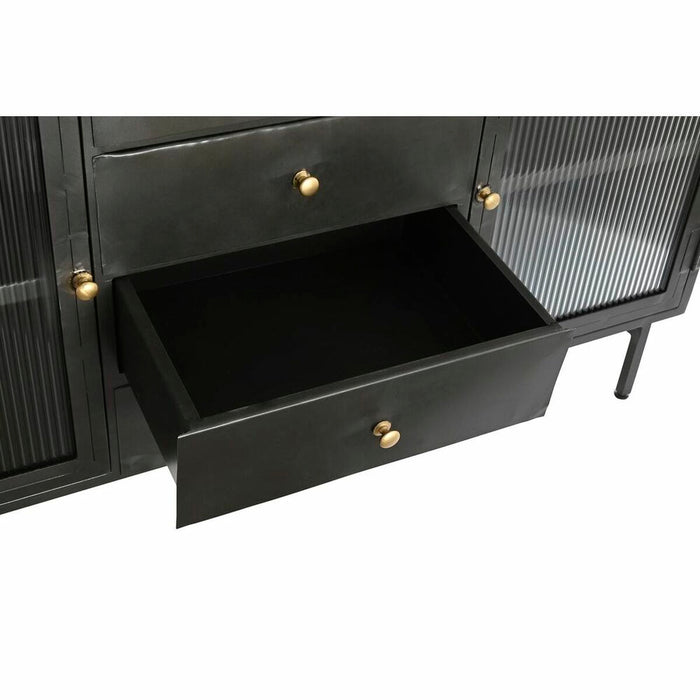 Servantă DKD Home Decor Natural Negru Auriu* Metal Lemn de mango (145 x 40 x 85 cm)