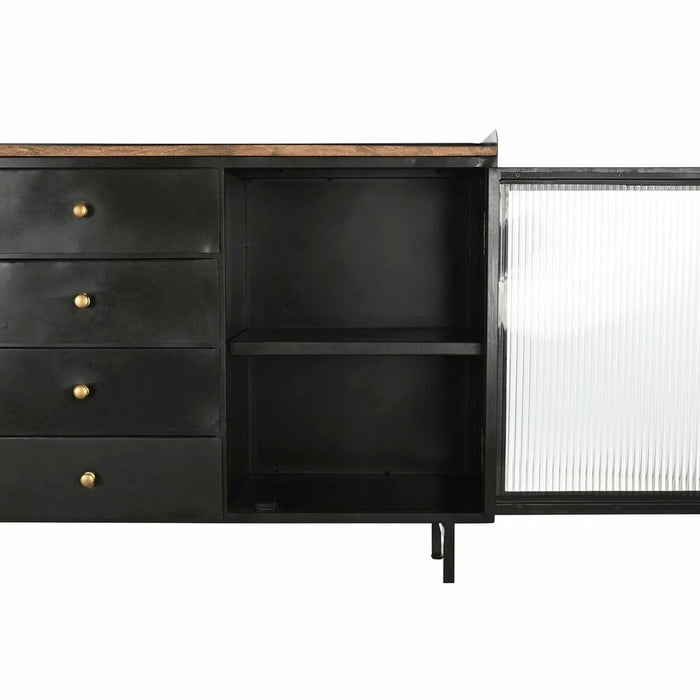 Servantă DKD Home Decor Natural Negru Auriu* Metal Lemn de mango (145 x 40 x 85 cm)