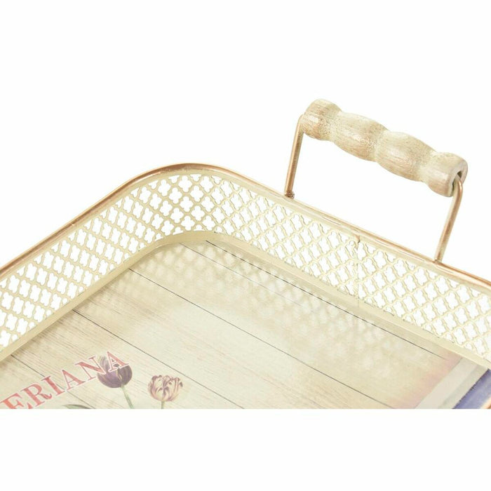 Set de Tăvi DKD Home Decor 40 x 21 x 8 cm Roz Metal 8 cm 3 Piese Shabby Chic