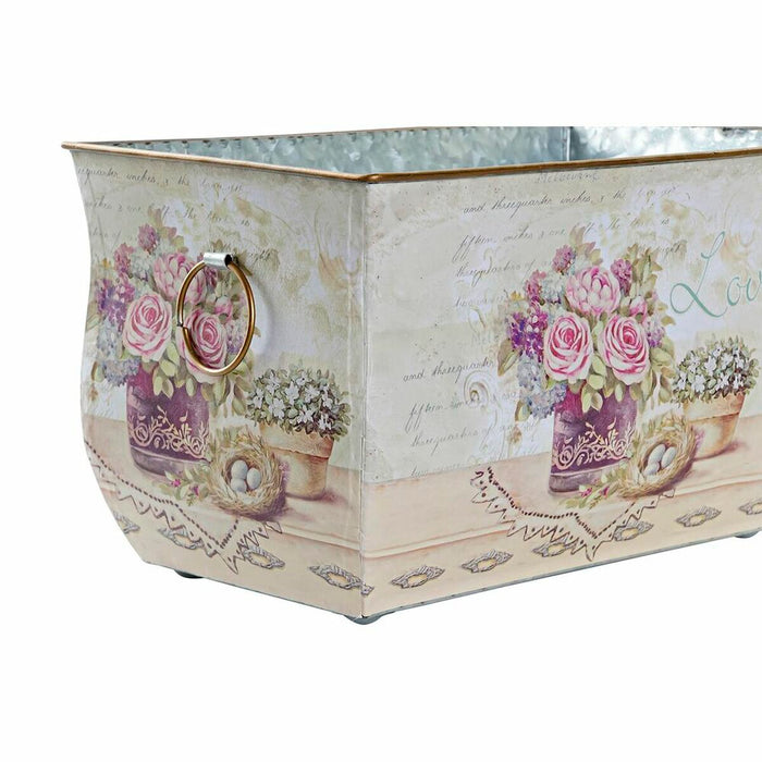 Set de ghivece DKD Home Decor Roz Metal Aluminiu Květiny Shabby Chic 31 x 18 x 17,5 cm
