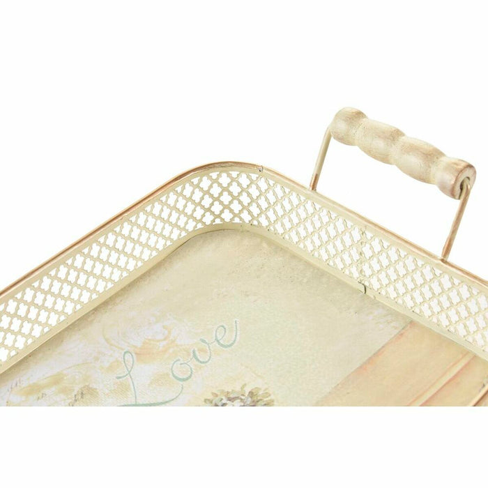 Set de Tăvi DKD Home Decor 40 x 21 x 8 cm Roz Metal 8 cm 3 Piese Shabby Chic