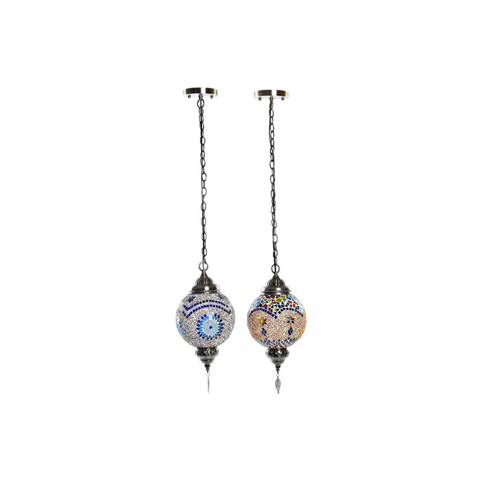Lustră DKD Home Decor Geam Metal 20 x 20 x 36 cm Multicolor 50 W (2 Unități)