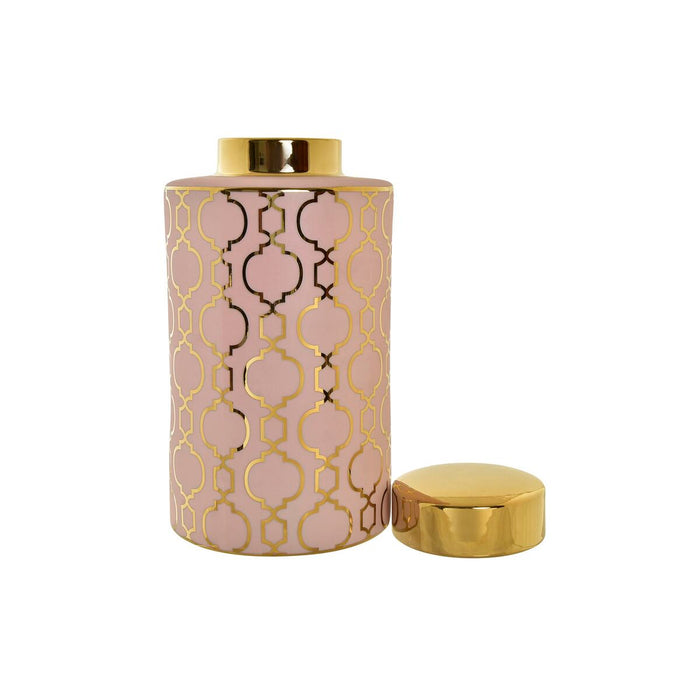Vază DKD Home Decor Porțelan Roz Auriu* Oriental (17 x 17 x 32 cm)