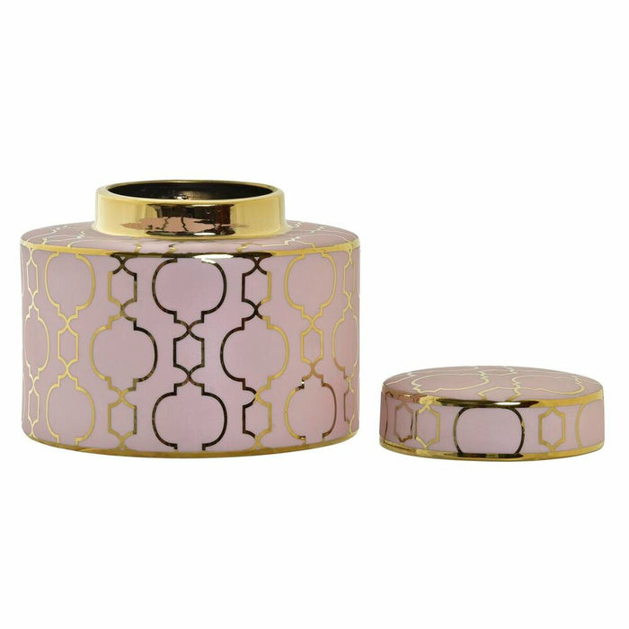 Vază DKD Home Decor Porțelan Roz Auriu* Oriental Cromat 18 x 18 x 16 cm