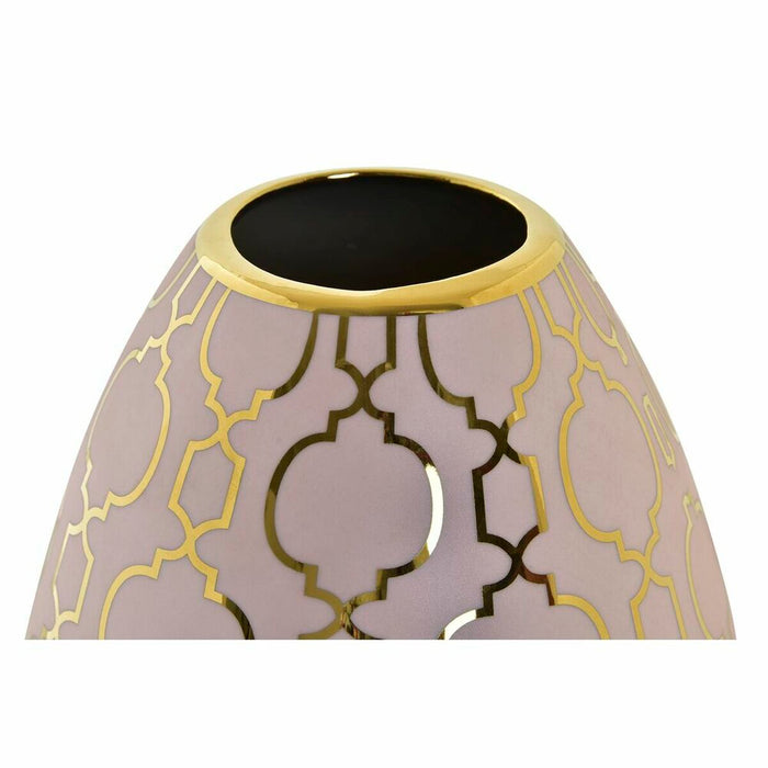 Vază DKD Home Decor Porțelan Roz Auriu* Oriental Cromat 16 x 16 x 18 cm