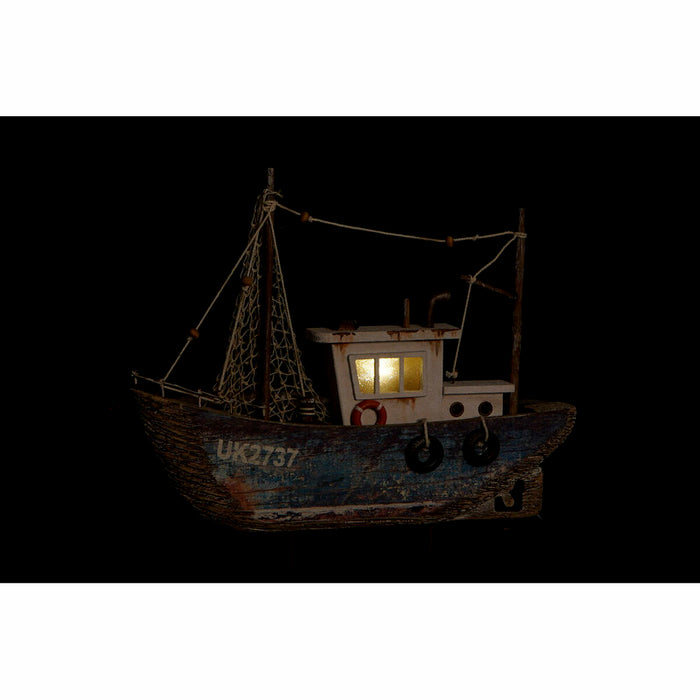 Figură Decorativă DKD Home Decor Albastru Alb Barco 25 x 4 x 24 cm