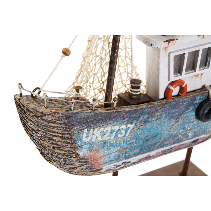 Figură Decorativă DKD Home Decor Albastru Alb Barco 25 x 4 x 24 cm