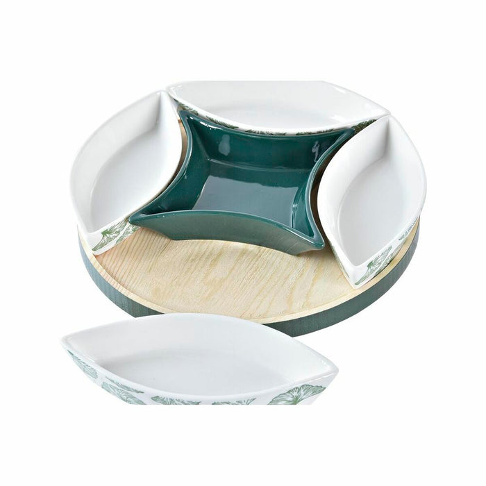 Set de Aperitiv DKD Home Decor Lemn 22 x 22 x 1 cm Frunze Verde Gresie
