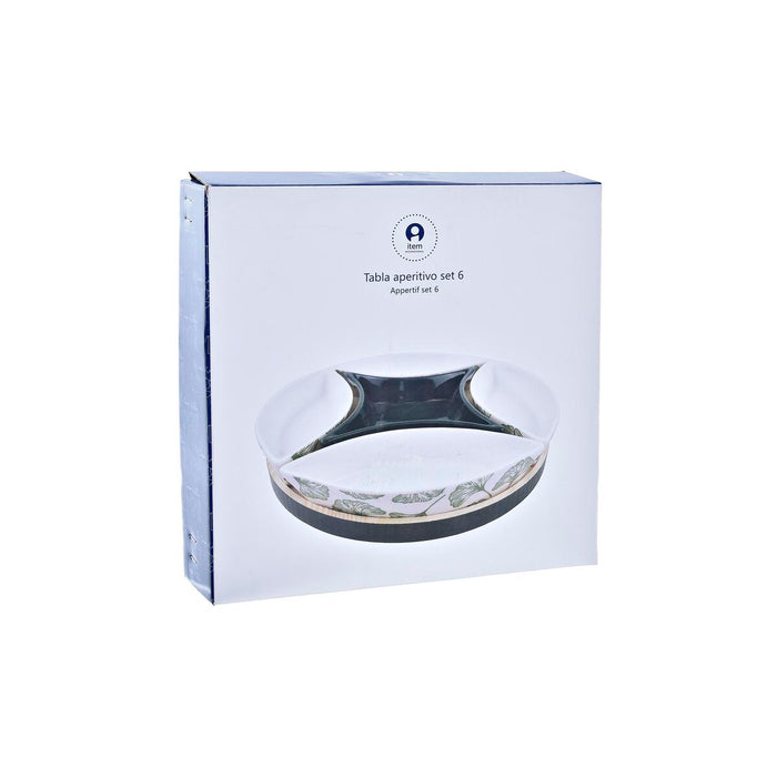 Set de Aperitiv DKD Home Decor Lemn 22 x 22 x 1 cm Frunze Verde Gresie