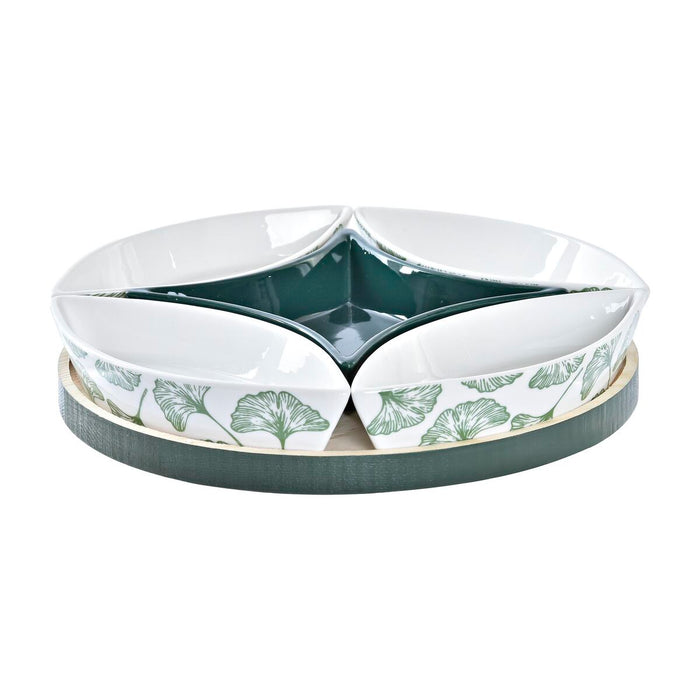 Set de Aperitiv DKD Home Decor Lemn 22 x 22 x 1 cm Frunze Verde Gresie