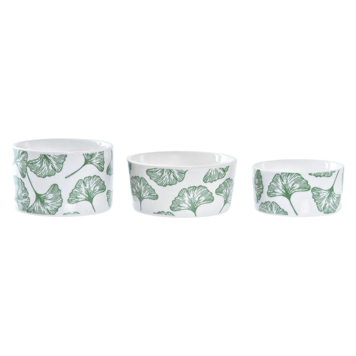 Set de Aperitiv DKD Home Decor Bambus Gresie Frunze Tropical 4 Piese 18 x 18 x 1 cm