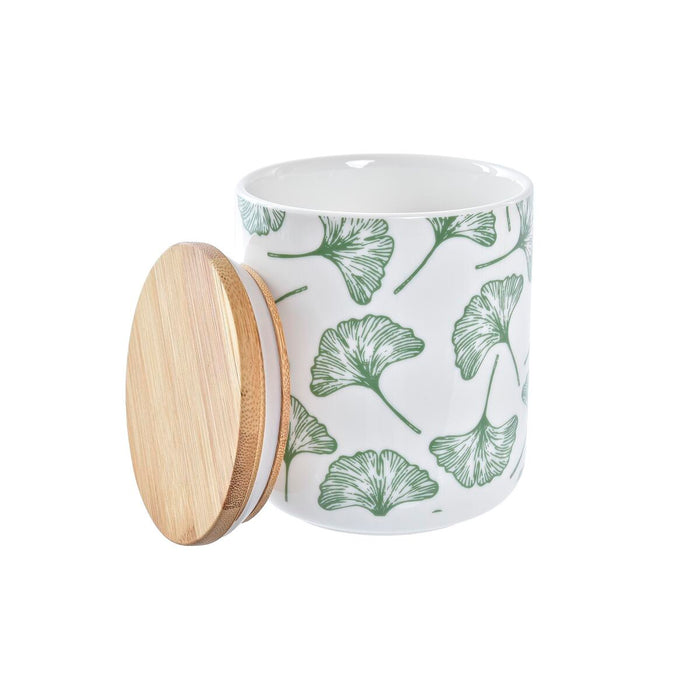 Set de 3 tuburi DKD Home Decor Natural Alb Verde Bambus Gresie Tropical 10 x 10 x 17 cm