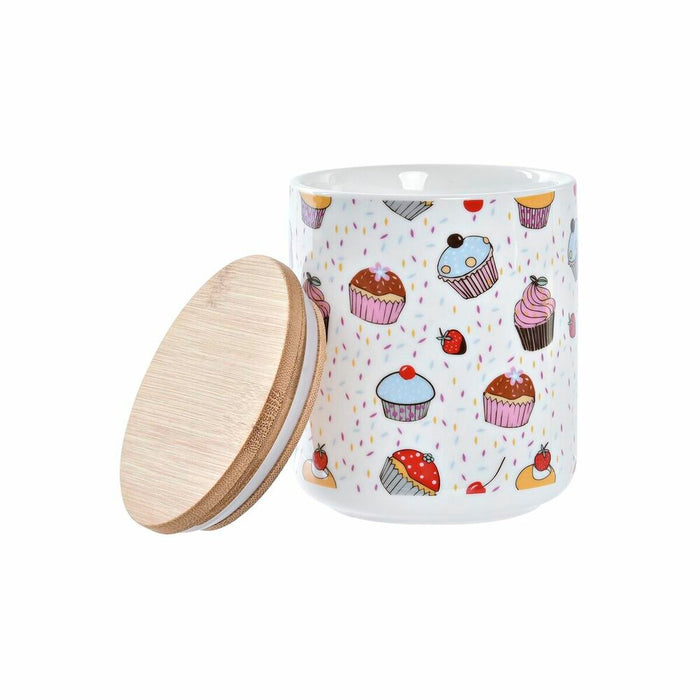 Set de 3 tuburi DKD Home Decor Natural Alb Multicolor Bambus Gresie 10 x 10 x 17 cm Brioșe
