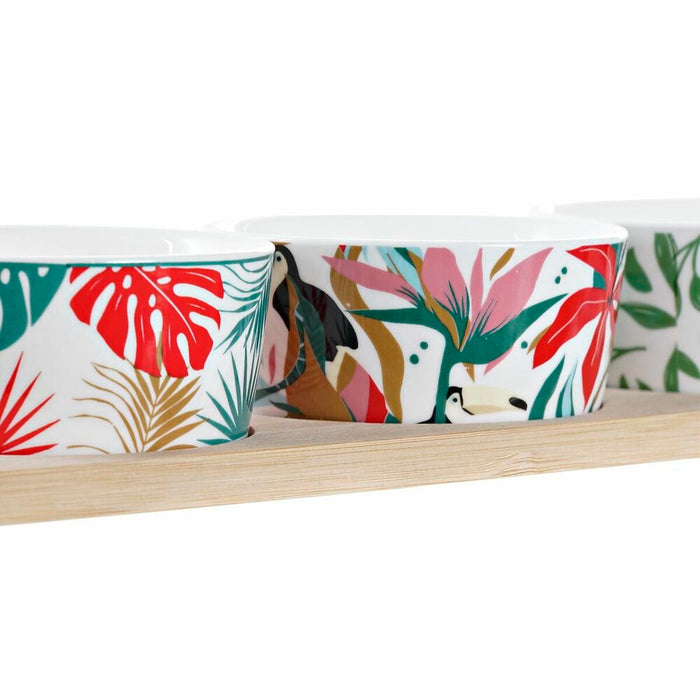 Set de Aperitiv DKD Home Decor Multicolor Metal Bambus Gresie Tropical 4 Piese 30 x 40 cm 28,5 x 10 x 4,6 cm