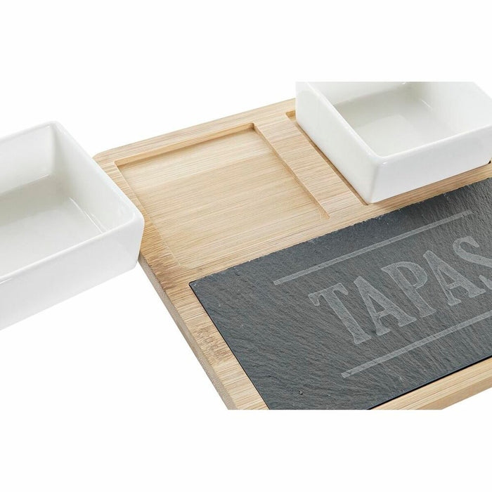 Set de Aperitiv DKD Home Decor Tapas Bambus Gresie Slate 3 Piese 31 x 20 x 5 cm