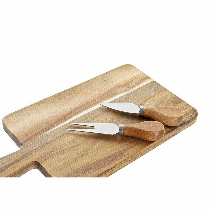 Set de plăci de tăiat DKD Home Decor 2 cuțite Oțel inoxidabil Salcâm 34 x 16 x 3,2 cm (2 Unități) (3 pcs)