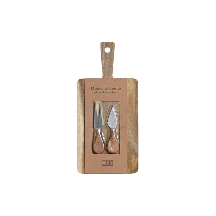 Set de plăci de tăiat DKD Home Decor 2 cuțite Oțel inoxidabil Salcâm 34 x 16 x 3,2 cm (2 Unități) (3 pcs)