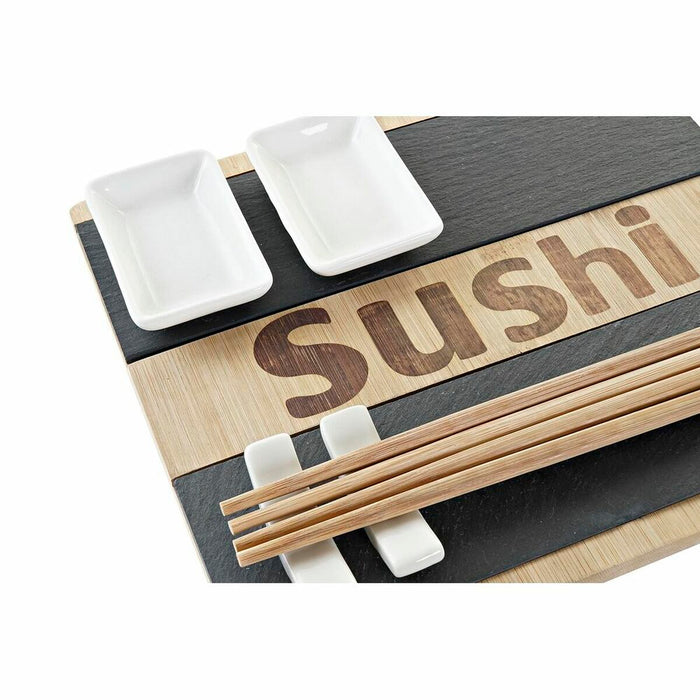 Set de Sushi DKD Home Decor Negru Natural Bambus Slate Oriental 25 x 22 x 3 cm