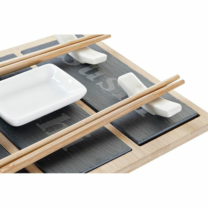 Set de Sushi DKD Home Decor Bambus Slate Negru Natural Oriental 25 x 19 x 3 cm