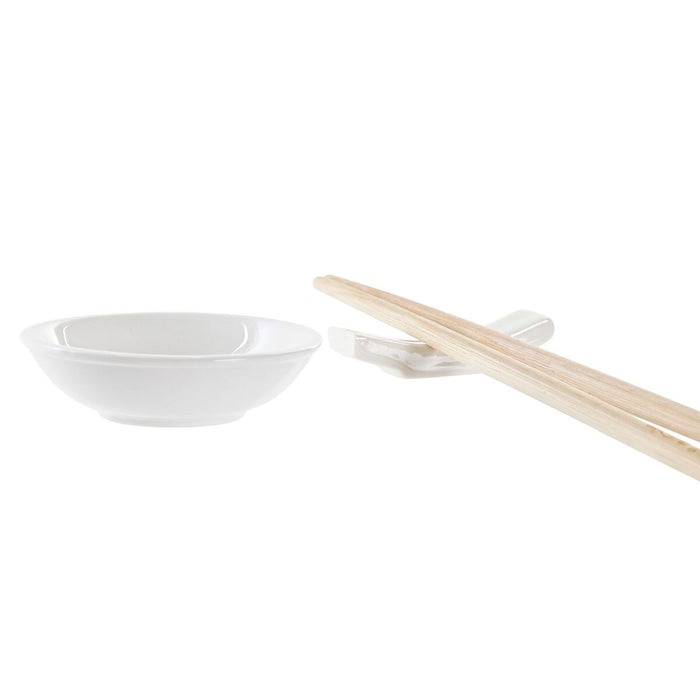 Set de Sushi DKD Home Decor Bambus Gresie Alb Natural Oriental 27,3 x 20,3 x 2,5 cm (12 Unități)