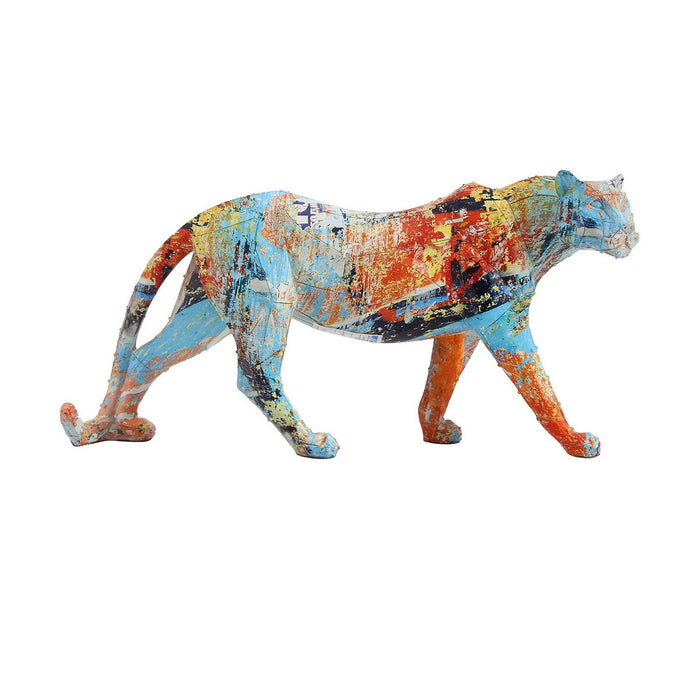 Figură Decorativă DKD Home Decor 29,5 x 8,5 x 15 cm Leopard Multicolor Modern