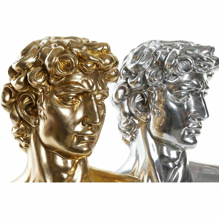 Figură Decorativă DKD Home Decor 24,5 x 17,5 x 36 cm Argintiu Auriu* Bust Neoclasic (2 Unități)