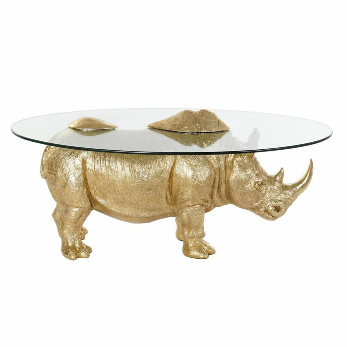 Masa laterală DKD Home Decor Transparent Auriu* Rășină Geam 100 x 60,5 x 46 cm