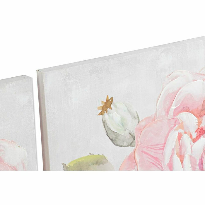 Tablou DKD Home Decor 120 x 3 x 60 cm Květiny Shabby Chic (2 Unități)