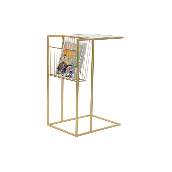 Suport pentru reviste DKD Home Decor Oglindă Auriu* Metal (48 x 35 x 71 cm)