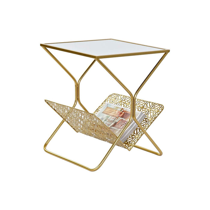 Suport pentru reviste DKD Home Decor Oglindă Auriu* Metal (45 x 45 x 55 cm)