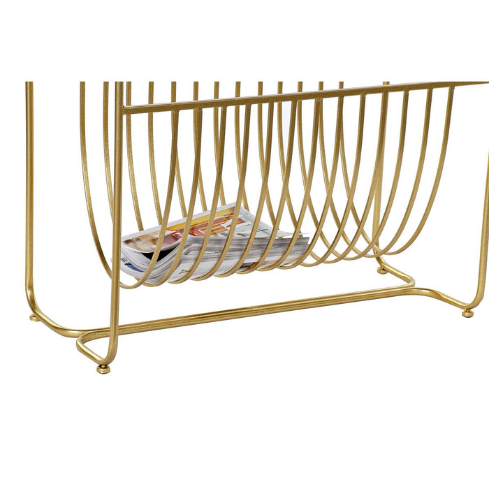 Suport pentru reviste DKD Home Decor Oglindă Auriu* Metal (76 x 35 x 83 cm)