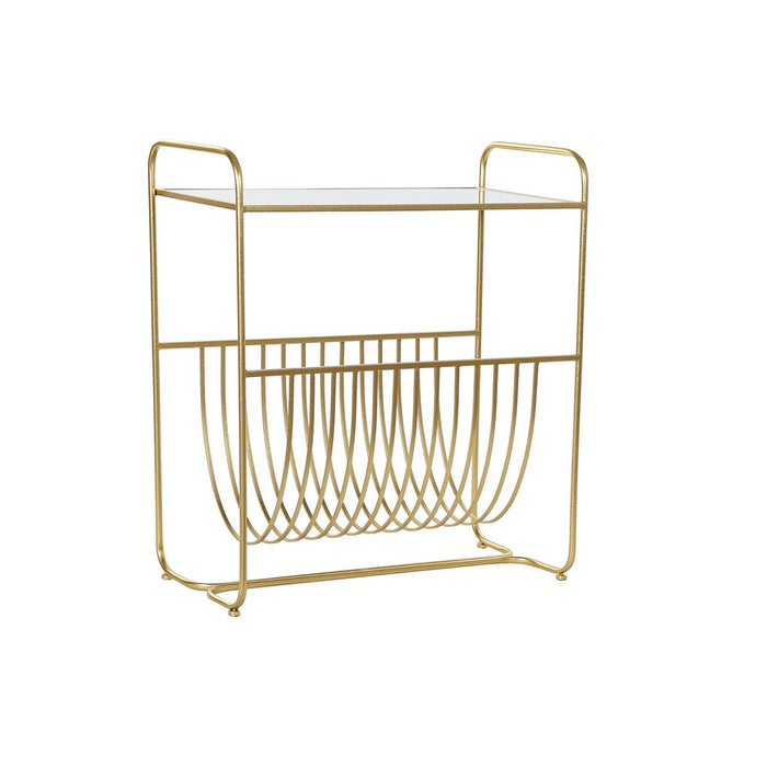 Suport pentru reviste DKD Home Decor Oglindă Auriu* Metal (76 x 35 x 83 cm)