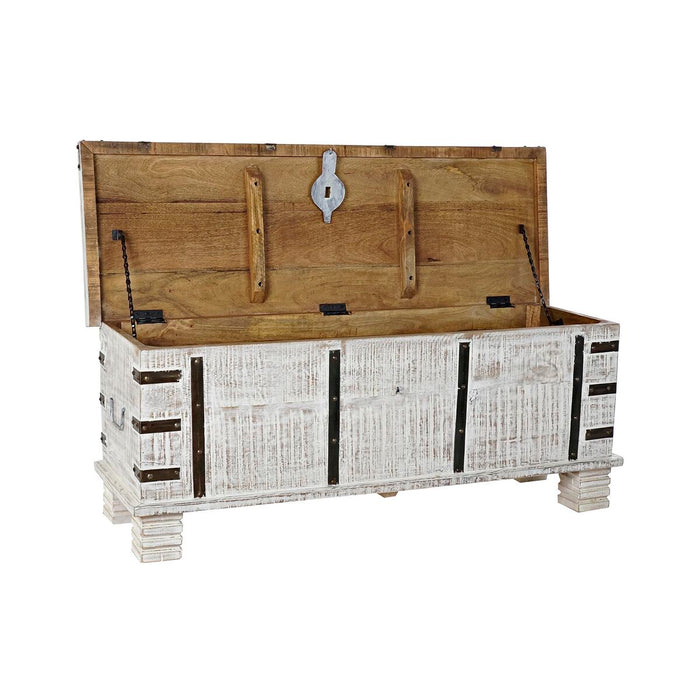 Cufăr DKD Home Decor Metal Alb Lemn de mango (116 x 40 x 45 cm)