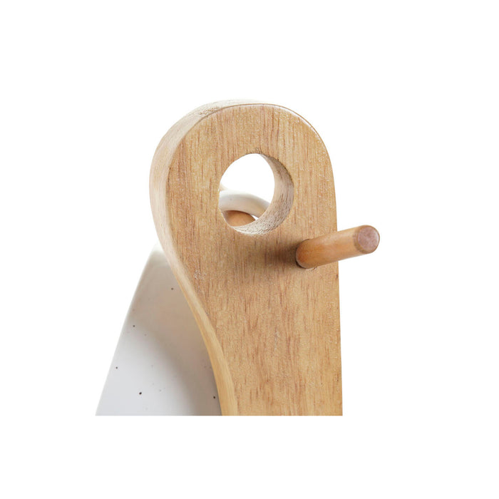 Set de Căni de Cafea DKD Home Decor Natural Lemn de cauciuc Alb Gresie 150 ml