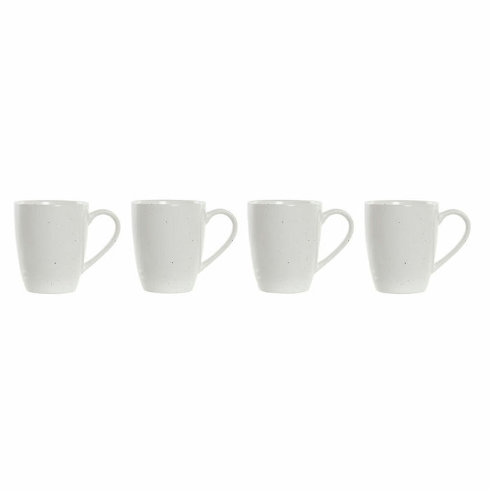 Set de 4 Căni tip Halbă DKD Home Decor Natural Lemn de cauciuc Alb 300 ml Gresie