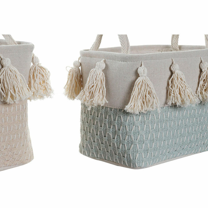Set de Coșuri DKD Home Decor Poliester Franjuri (40 x 30 x 30 cm)