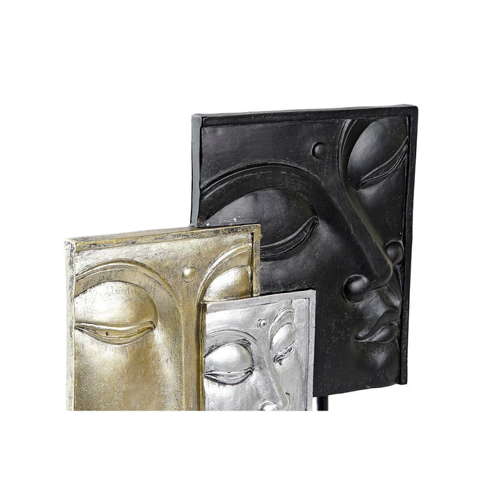 Figură Decorativă DKD Home Decor 22,5 x 8 x 30,7 cm Negru Auriu* Buda Oriental (2 Unități)
