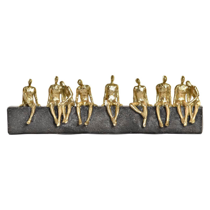Figură Decorativă DKD Home Decor Auriu* Rășină Gri închis Persoane Modern (45,3 x 6,8 x 13,7 cm)