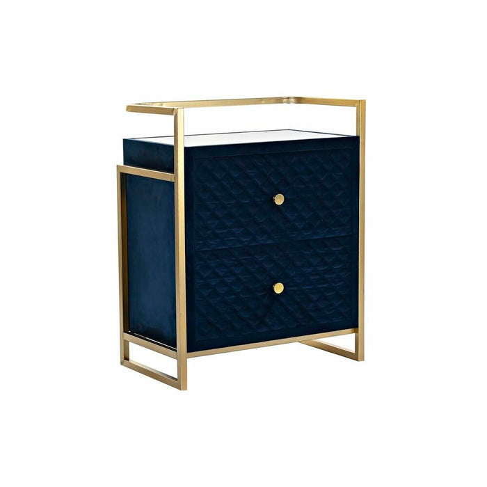 Noptieră DKD Home Decor 60 x 35 x 74 cm Geam Albastru Auriu*