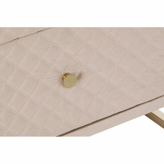 Masa laterală DKD Home Decor Bej Auriu* Metal Geam 60 x 35 x 75 cm