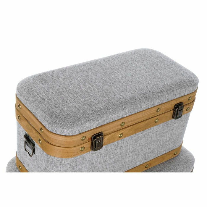 Set de Cufere DKD Home Decor 60 x 36 x 34 cm Natural Gri Lemn