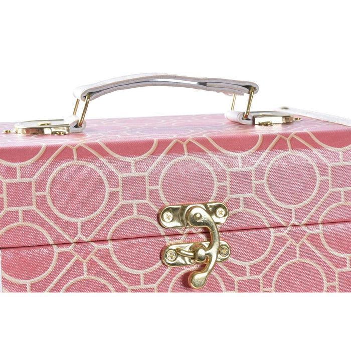 Set de Cutii Decorative DKD Home Decor Pânză Lemn Portocaliu Alb 24 x 18 x 19 cm (2 Unități)