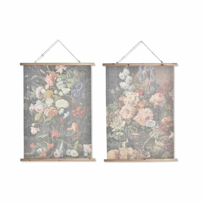 Tablou DKD Home Decor Květiny Modern 75 x 2 x 100 cm (2 Unități)