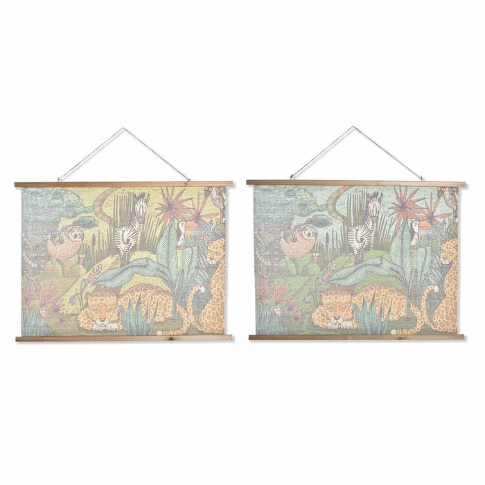 Tablou DKD Home Decor Infantil animale 100 x 2 x 75 cm (2 Unități)