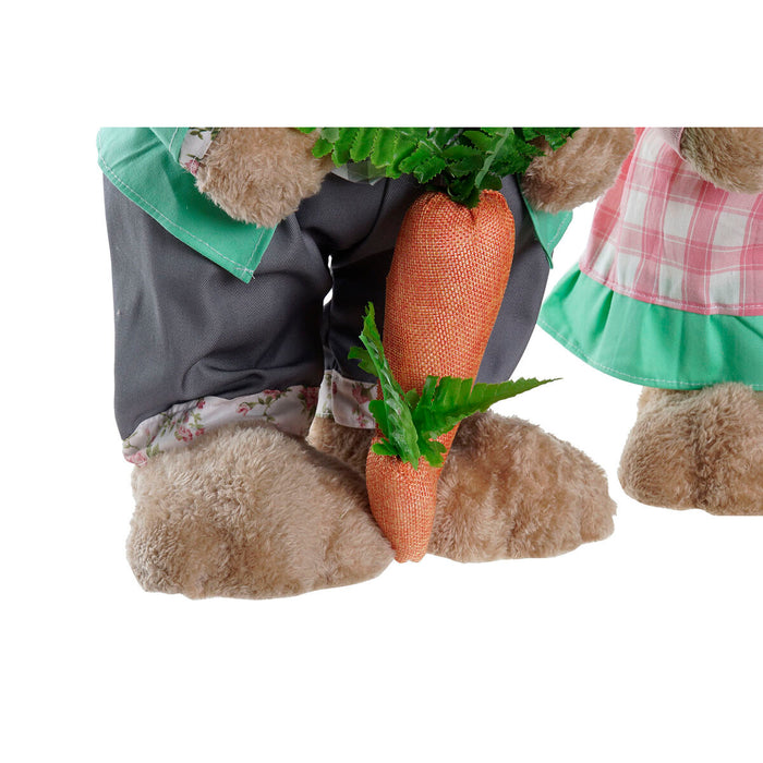 Figură Decorativă DKD Home Decor 25 x 23 x 66 cm Roz Maro Iepure Verde (2 Unități)