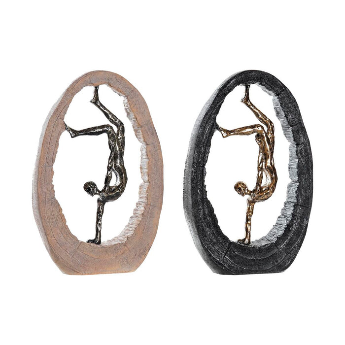 Figură Decorativă DKD Home Decor 24 x 8 x 36 cm Negru Auriu* (2 Unități)