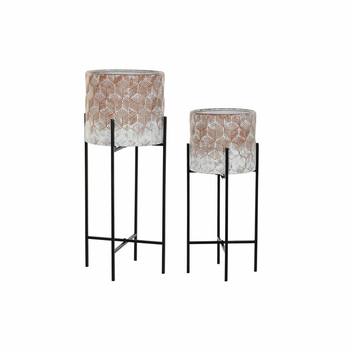 Set de jardiniere DKD Home Decor Uzat 32,5 x 32,5 x 76,5 cm Metal (2 Unități)
