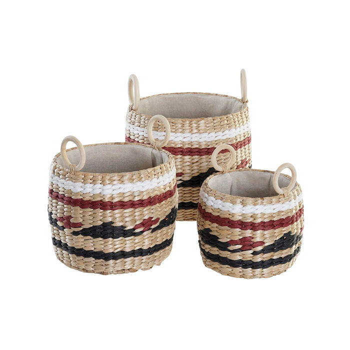 Set de Coșuri DKD Home Decor Fibră naturală (30 x 30 x 25 cm)