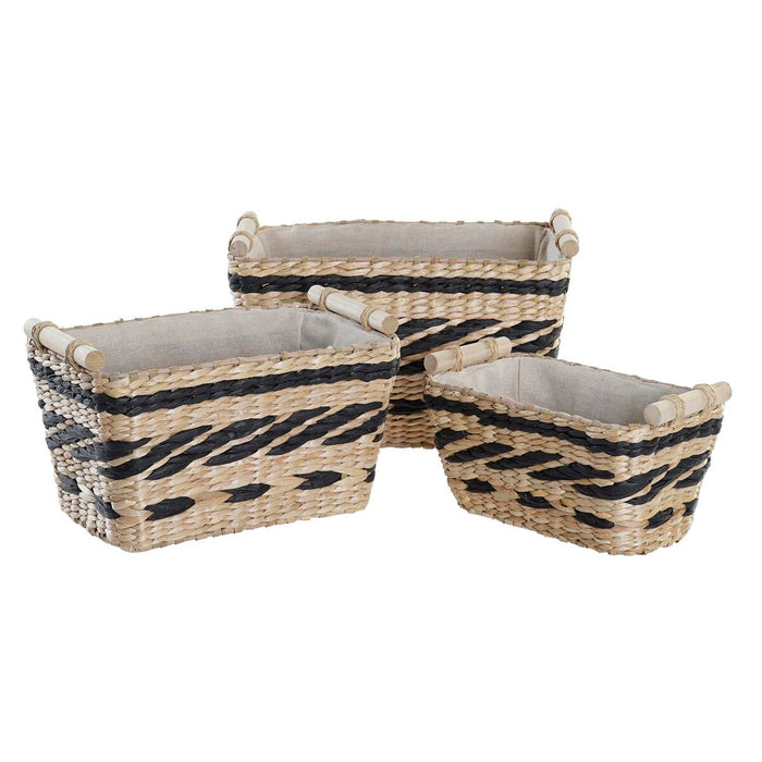 Set de Coșuri DKD Home Decor Poliester Colonial Fibră (38 x 26 x 24 cm)