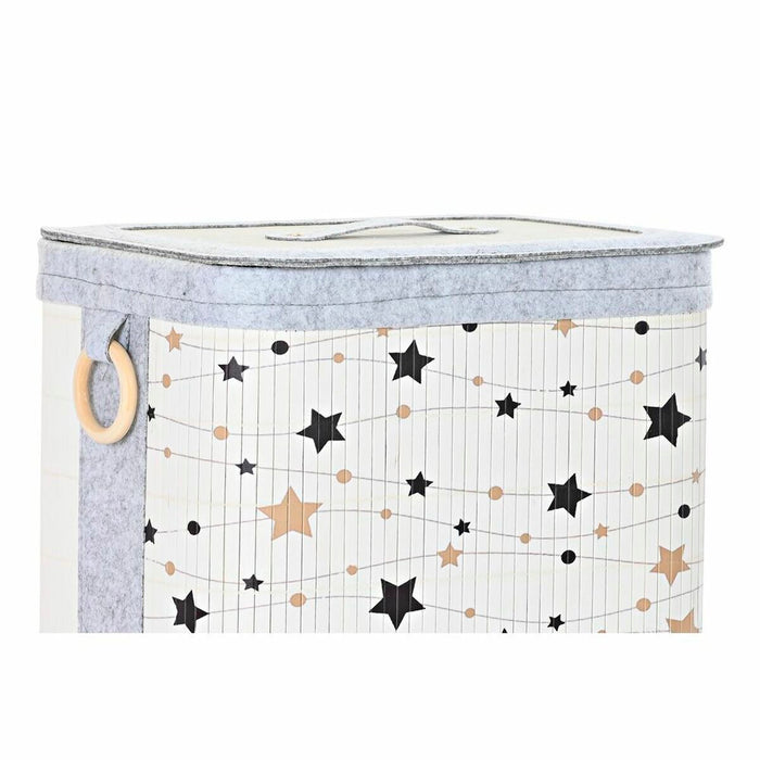 Set de Coșuri DKD Home Decor Alb Negru Gri Auriu* Bambus Stele 41 x 31 x 42 cm (4 Piese) (2 Unități)